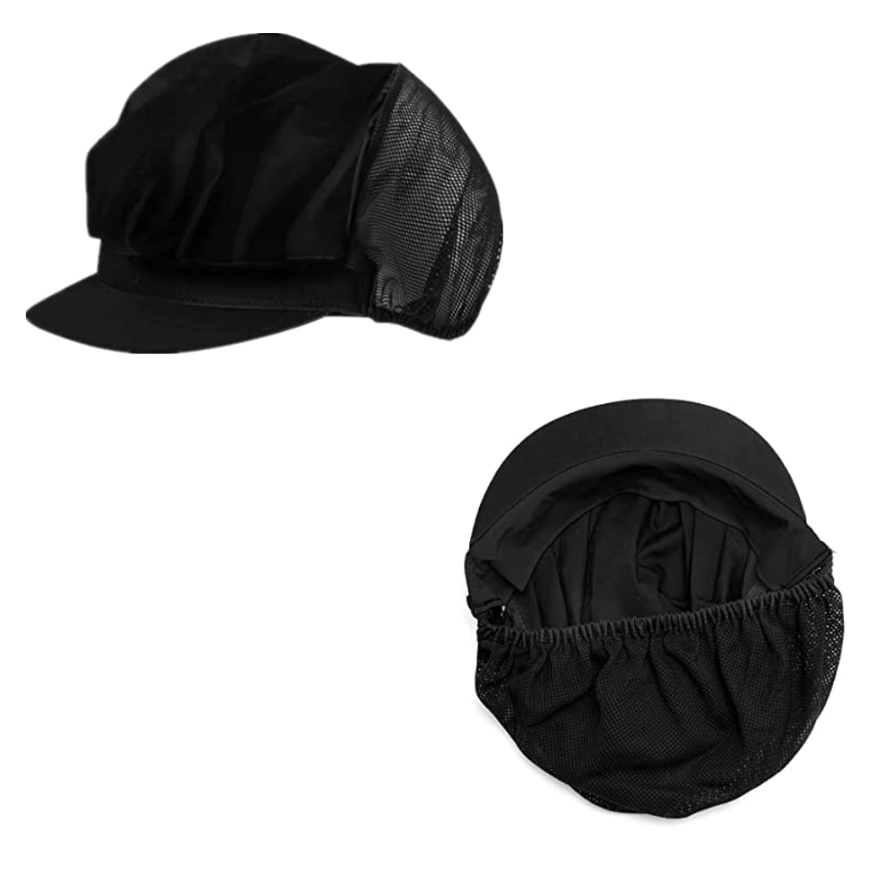 Voarge 2 Pcs Chef Hat Black Adjustable Cooking Cap, Unisex Mob Cap Industrial Workshop Protective Working Elastic Kitchen Hats for Kitchen Restaurant Cooking