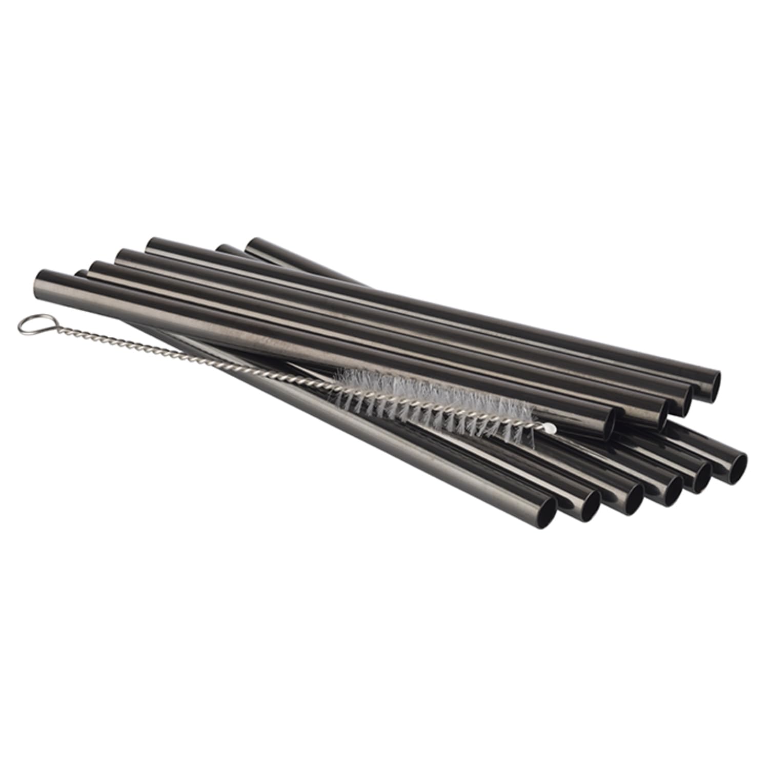 Buddy´s Bar - Reusable straws, 6 straws in a set + cleaning brush, dishwasher safe, environmentally friendly, sustainable & plastic free, 15 cm length, gunmetal look