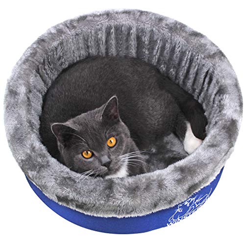 Winsterch Washable Warming Cat Bed Large, Round Pet Bed,Soft Cozy Plush Pet Bed for Catsï¼Œ16.5 x 5.9 in