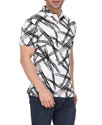 vivid bharti collar half sleeve white printed premium quality t-shirts