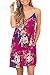 BTFBM Women's 2019 Summer Casual Floral Printed Sleeveless V-Neck Short Dress with Pockets (Rose Red, Small)