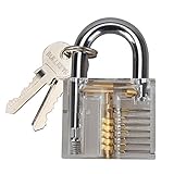 Ridgeyard Lovely Clear Padlock Professional Lock Cutaway Padlock with 2 Keys Crystal Gate Locks Practice Training Lock for Beginners Locksmith Christmas Gift