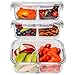 2 Compartment Glass Meal Prep Containers (3, 30 Oz) - Food Storage Containers with Vented Lids | Glass Bento Box Lunch Box for Adults | Leakproof Food Prep Containers | Portion Control Food Containers