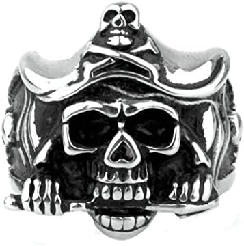 AMDXD Jewelry Stainless Steel Ring Vintage Punk Rock Silver Gold Skull Ring Men Biker Ring