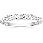 SHINYSO Eternity Wedding Bands for Women Baguette Cubic Zirconia Thin Stacking Engagement Promise Rings Size 4-10