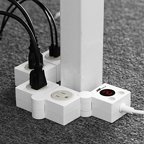 Power Strip Surge Protector with Timer - Patent Designed 3 Outlets Rotatable Power Socket with Dual USB Charge Ports(5V/2.1A) 1200W/10A FCC Certified 5ft Cord, White