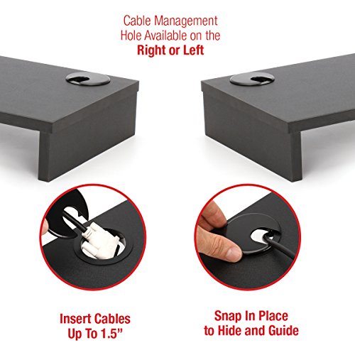 image for 2 Lb. Depot 2LB Depot Black Wood Monitor Stand Riser with Cable Hole, 
