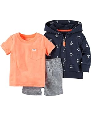 Carter's Boys 3 Pc. Cardigan Hoodie, Shorts, Tee Set, 6m
