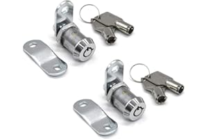 NIANNIAN 2Pcs Tubular Cam Lock 1 inch Cabinet Lock Keyed Alike with Chrome Finish for Vending Machine Tool Box Mailbox ATM