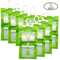 Hapy Shop 8 Pack Wardrobe Hanging Hygroscopic Anti-Mold Deodorizing Moistureproof Desiccant Hanging Bag for Kitchen Bathroom,Dehumidification Process Could be Witness