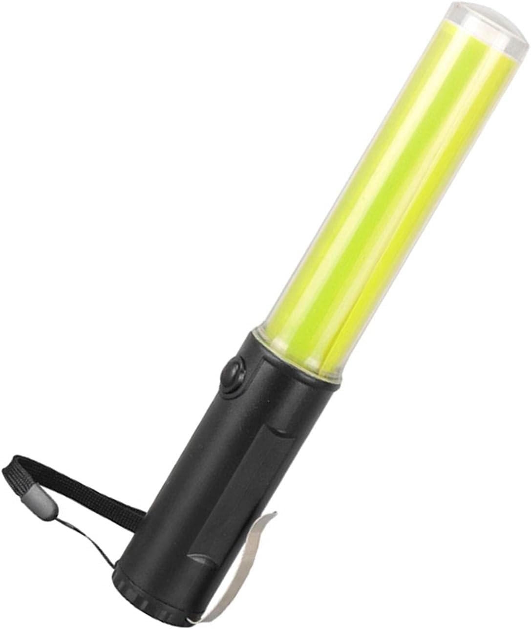 Risegun LED Signal Traffic Wand Flashlight, 26cm Yellow Glowsticks Safety Signal Wand, Side Clip Wrist Strap Lanyard for Emergency Fluorescent Rod for Parking, Construction, Concert, Party