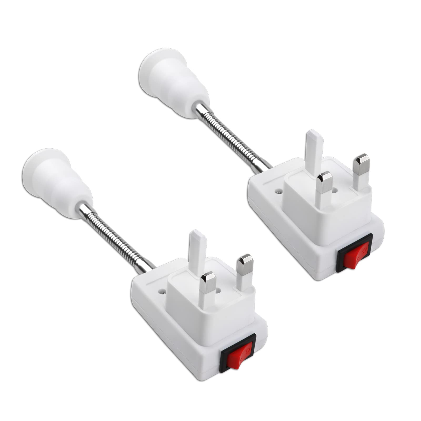 E27 Plug in Lamp Holder, Lamp Base with On/Off Switch, Plug in Wall Lights, Extension E27 Lamp Screw Holder Converter for Home Bedroom, Pack of 2