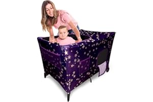 Ark Royale Sleep’N’Shade Pack N Play Cover – 100% Breathable Canopy for Pack and Play – Dark Stretchy Tent for Travel or Mini Crib – for Baby Indoor Outdoor Naps Play or Sleep – Purple Starry Night