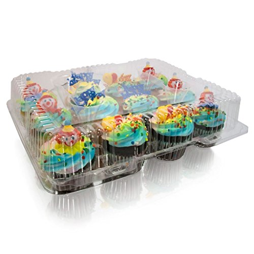 pizety case of 30 plastic cupcake boxes 12 Compartment Cupcake