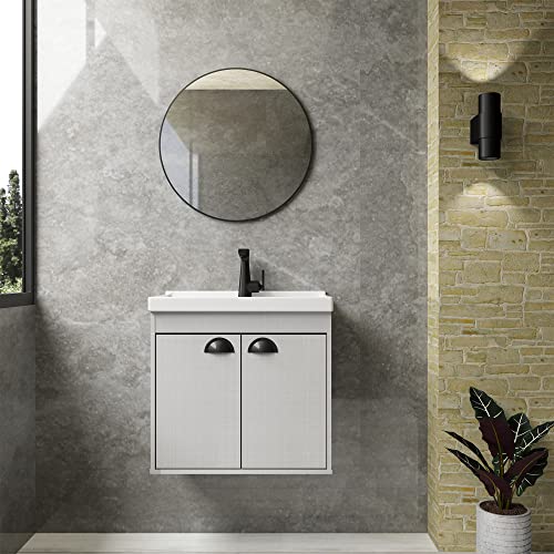 RIVERZZA Gabinete Armario para Banheiro 100% MDF com Cuba - Siena Lineo 50cm