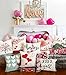 4TH Emotion Valentines Day Throw Pillow Covers 18x18 Set of 4 Red Love Heart Home Decorations Cushion Case for Sofa Couch Polyester Linen