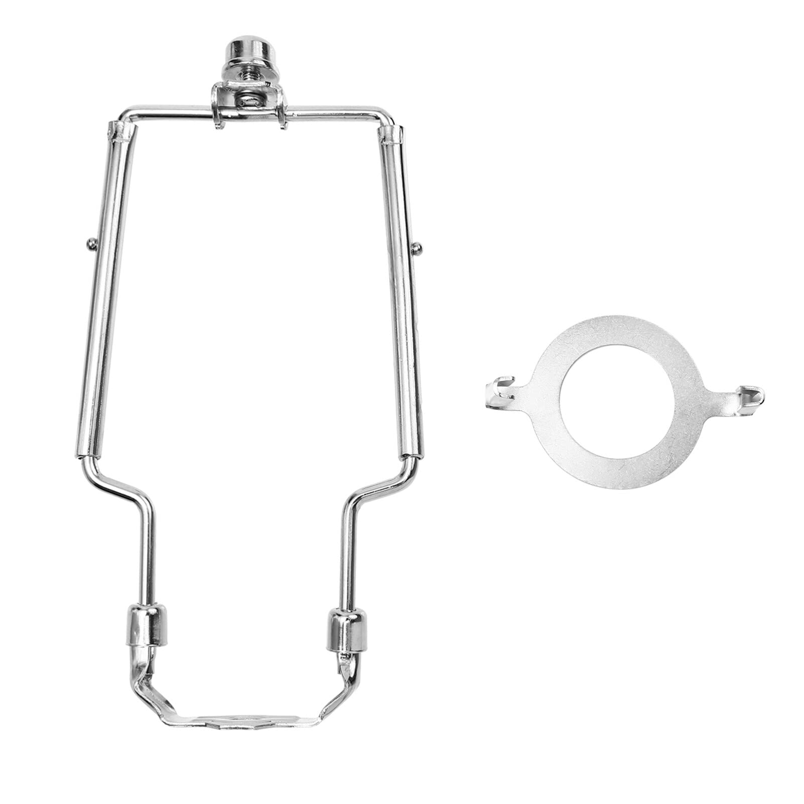Housoutil Lifting Lamp Shade Harp Holder: 7-9 in Lamp Shade Harp Bracket Metal Finial Horn Frame for Table Lamps Floor Lights Fitting DIY Lighting Silver, 21.2x10.6cm