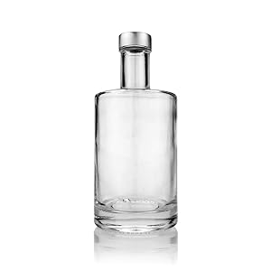 Set of 3-375 ml (12.75 oz) Nordic Glass Bottle Decanter with Silver Screw Caps for Whiskey, Liquor, Syrup or Mouthwash