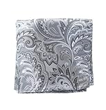 100% Woven Silk Platinum Paisley Pocket Square