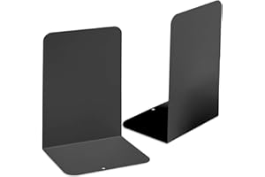 M&G Book Ends 1 Pair, Black Large Metal Bookends for Shelves, L-Type Book Stopper for Heavy Books, Non-Skid Bookstand for Office Home School Supplies