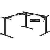 SANODESK Electric Height Adjustable L Shaped 3-Leg Corner Desk Frame | Electric Height Adjustable 28.3"-45.9", 4 Presets, 3-Leg Frame Holds 220 Lbs, Reversible L-Shape Frame Only, Black