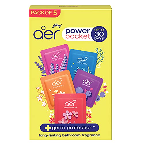 Godrej Aer Pocket, Bathroom Air Fragrance - Assorted Pack of 5 (5x10g)