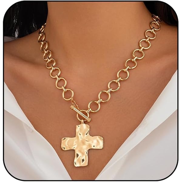 Amazon.com: ZMANYIJEW Chunky Cross Necklace for Women Gold Silver