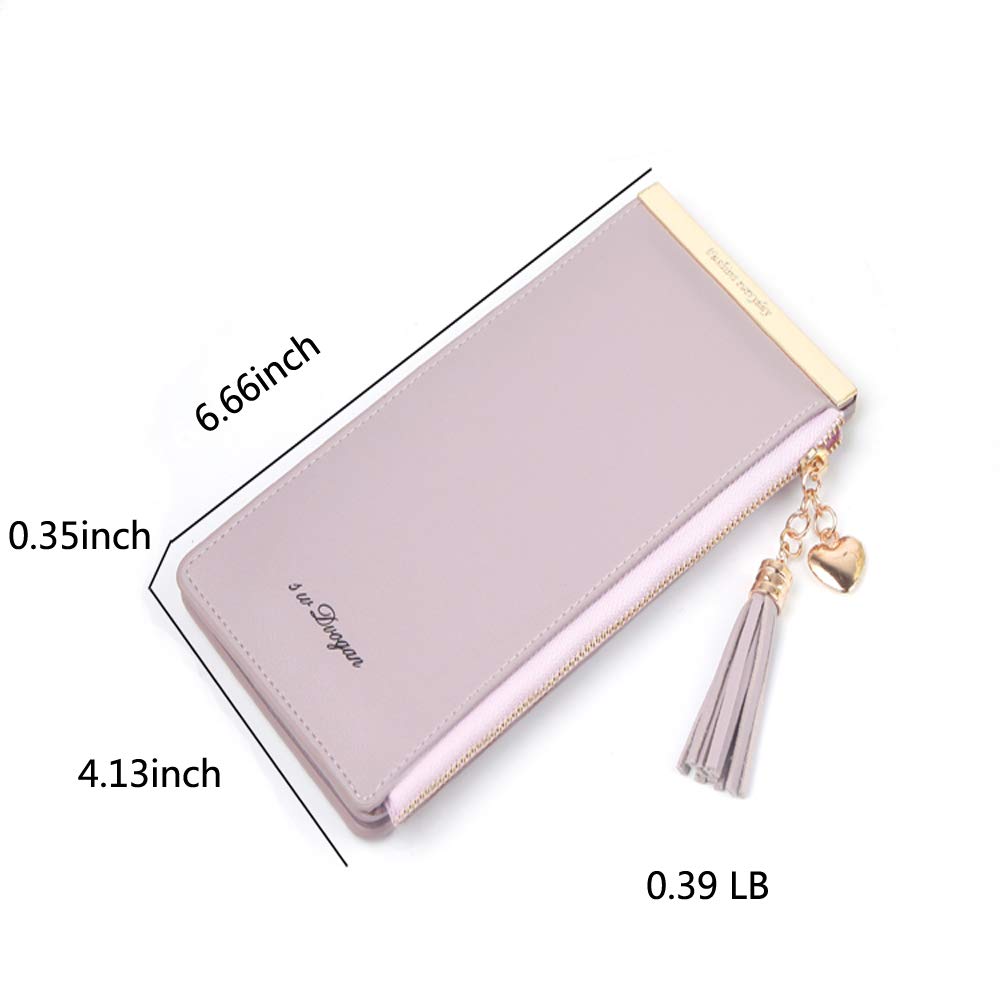 Women\'s Wallet with RFID Blocking, Leather Large Capacity Clutch Wallet Ladies Credit Card Holder Organizer (Purple)