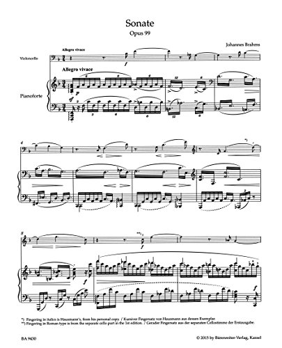 Johannes Brahms: Sonata in F major for Violoncello and Piano op. 99 - Barenreiter Urtext Edition