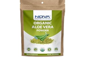 Nova Nutritions Certified Organic Aloe Vera Leaf Powder 16 OZ (454 gm) - Also Called Aloe Barbadensis