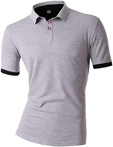 Men's Short Sleeve Shirt Simple Style Polo T-Shirt-Gray-L