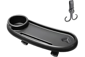 SHOUKEN 3 in 1 Stroller Snack Tray Stroller Cup Holder with Phone Holder,Stroller Tray Attachment with Cups Holder for Baby Toddler,Stroller Accessories,Universal Stroller Tray for Watch Video