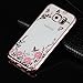 [Secret Garden] HAOTP Beauty Luxury Butterfly Floral Flower Diamonds Shiny Plating Frame Plating Bumper Soft Flexible TPU Transparent Skin Case for Samsung Galaxy NOTE 5-Swarovski (Rose Gold/Pink)