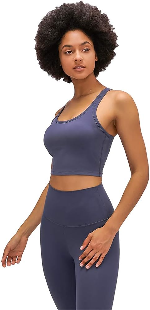 LITIAN Women's Longline Sports Bras Yoga Racerback Crop Tops Padded Workout Bra at  Women’s Clothing store
