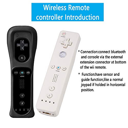 Lactivx Wii Remote Controller,2 Packs Wireless Gesture Controller with Silicone Case and Wrist Strap for Nintendo Wii Wii U Console (Black and White)