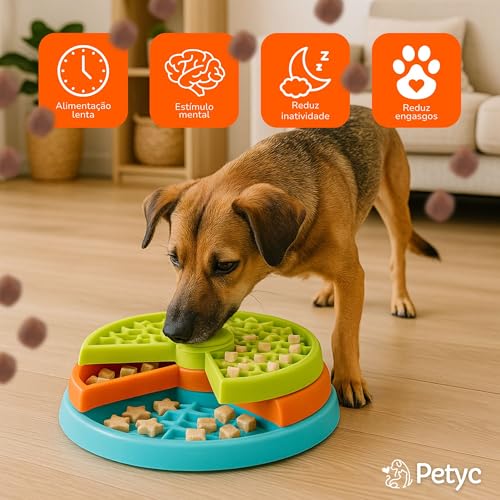 Comedouro Lento Labirinto 3 Níveis PETYC Alimentação Controlada para Pets 27x15 cm Design Inovador