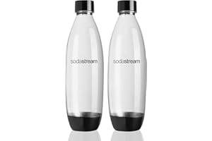 sodastream Sparkling Water Machines Bottles 1 Twin Pack, 2 x 1 Litre, Black, 2000 Millilitre