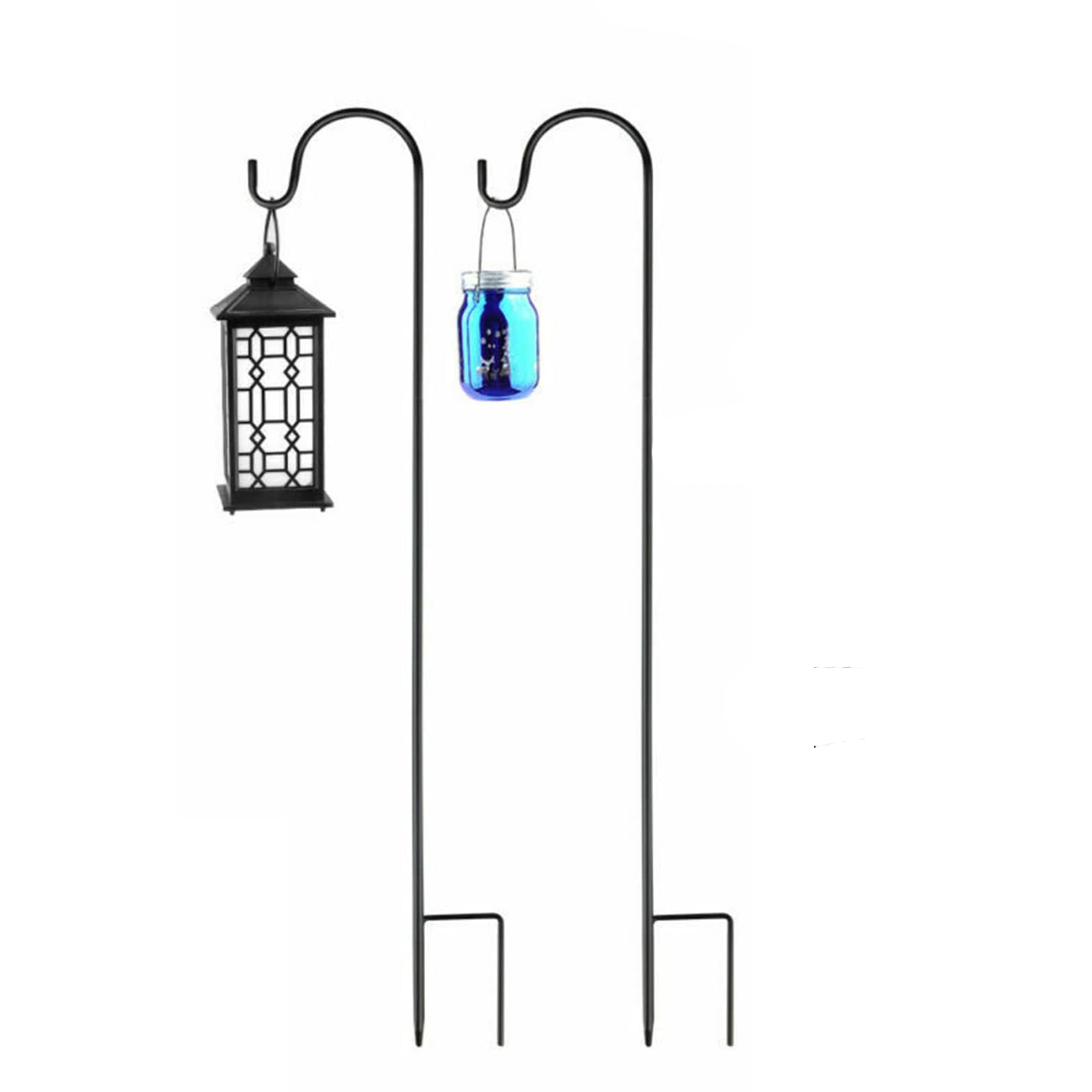 WMLBK Shepherds Crook Hooks, Metal Black Stake Stand Hangers Garden 3 Section Stitching Hooks Bird Feeder Poles for Garden Plant Lights Weddings Flower Ball Plant Baskets Lantern (120cm)
