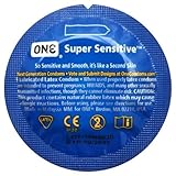 ONE Super Sensitive Premium Lubricated Latex Condoms with Silver Pocket/Travel Case-20 Count