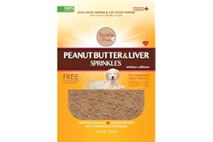 Sprinkles & Paws Peanut Butter and Liver Sprinkles Dog Food Topper | Made in Canada with Beef Liver Powder for Dogs | Add to 