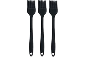 JYYHSF Silicone brush, Oil Brush for BBQ Kitchen Cooking Baking and Grilling(3 PCS,Black)