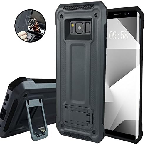 Galaxy S8 Plus Case,PAANTTO Heavy Duty Slim Shockproof Dual Layer Soft TPU + Hard PC Back Hybrid Cover Best Protective Case with Foldable Kickstand for Galaxy S8+ Plus (Gray)