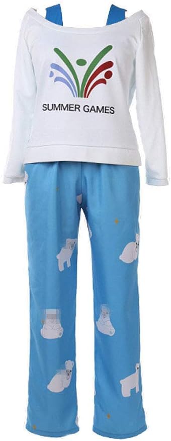 Expeke Women Cute Pajamas White Blue Daily Costume Cosplay Party Wear