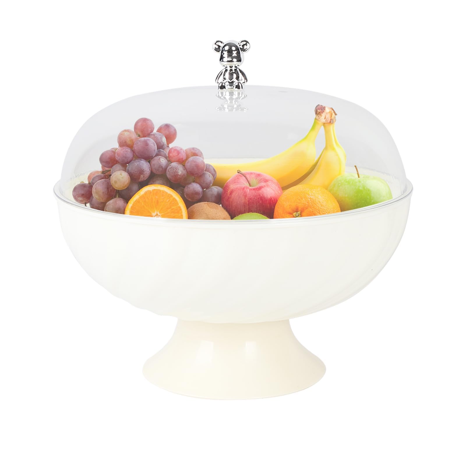 Gzsekken Fruit Bowl for Kitchen Countertop, Clear Fruit Basket with Lid, Fruit Cover Displaying for Party Wedding Vegetable Dessert Snacks Bread Decorative