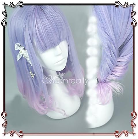 Japan Harajuku Sweet Lolita Purple T Light Purple ombre teal natural Straight Synthetic Wig short bob Heat Resistant