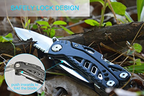 Multitool Knife Pohaku 10-in-1 Multi Purpose Pocket Knife Pliers tool Nylon Sheath Durable German Stainless Steel for Survival, Camping, Fishing, Hunting, Hiking, House and Office