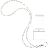 Blynkell White Pearl Lanyard for ID Badges Name Tag and Keys for Women Light Weight Acrylic Faux Pearls Sweet Teacher Lanyards Holder