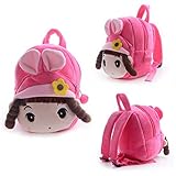 Gloveleya Kid's Angela Girl Cartoon Toddler Plush Backpack School Shoulder Bags Rose Red 8'' for Kids 1-3 Years Old