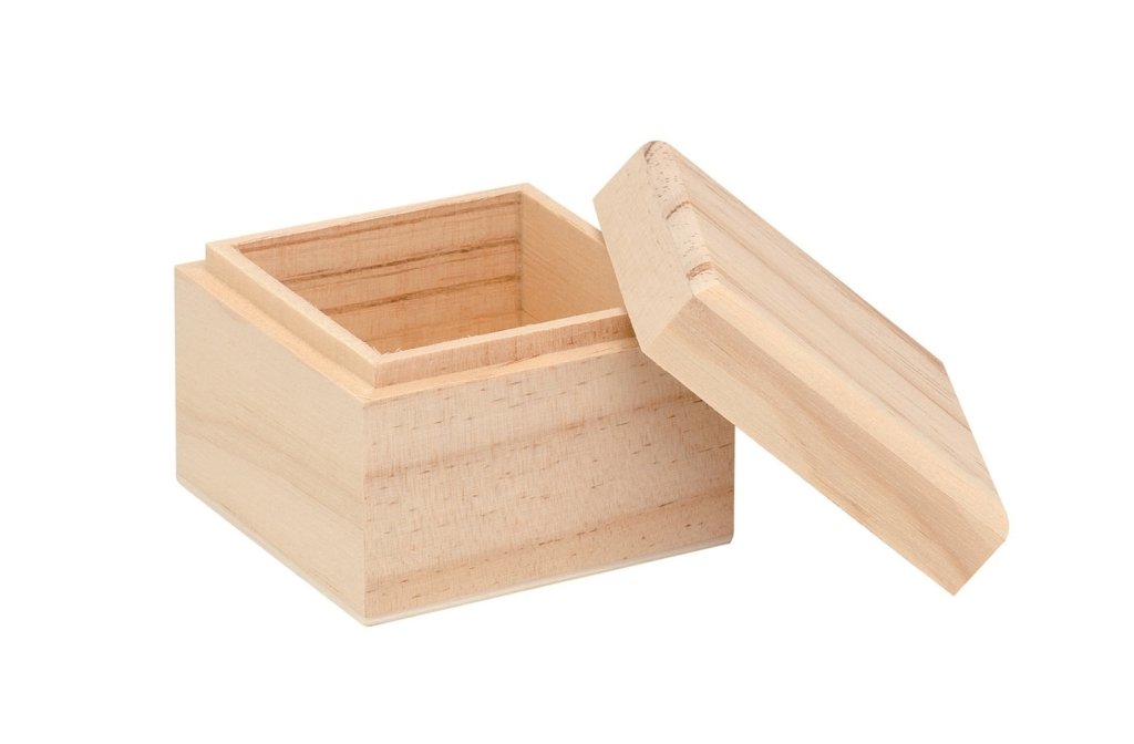 Glorex Wooden box, wood, natural, 7.5 x 7.5 x 6 cm.