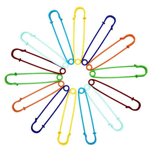 S-Mechanic Steel Safety Pins 4 Inches Heavy Duty Steel Pins for Blankets, Skirts, Kilts, DIY Crafts (7 Colors, 14 Pieces)